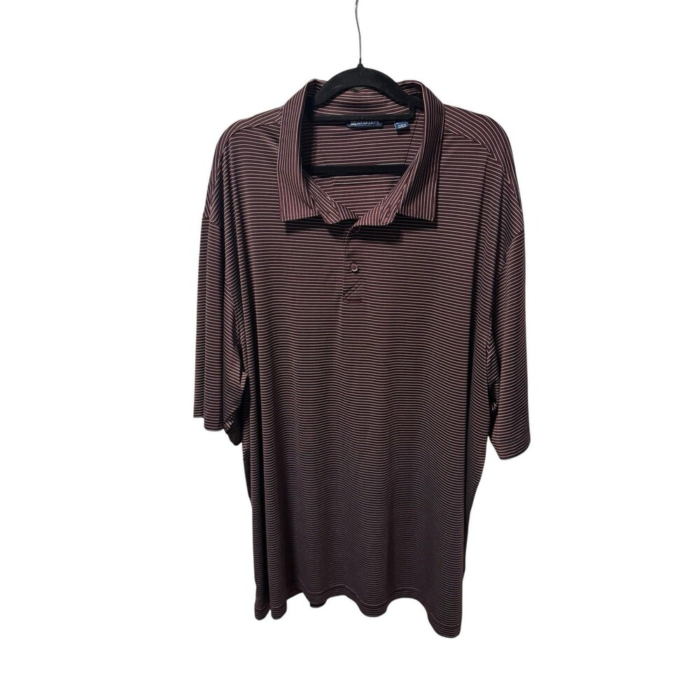 Cutter & Buck Men’s Polo Size 4XT Maroon And White Stripes EUC